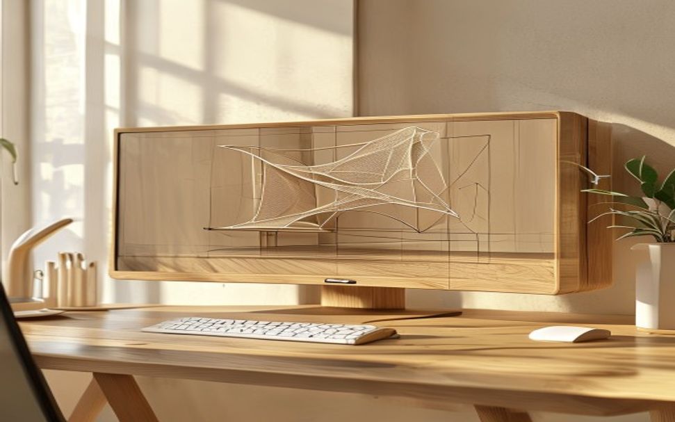 3D CADで家具のモデルを表示したモニター（イメージ）